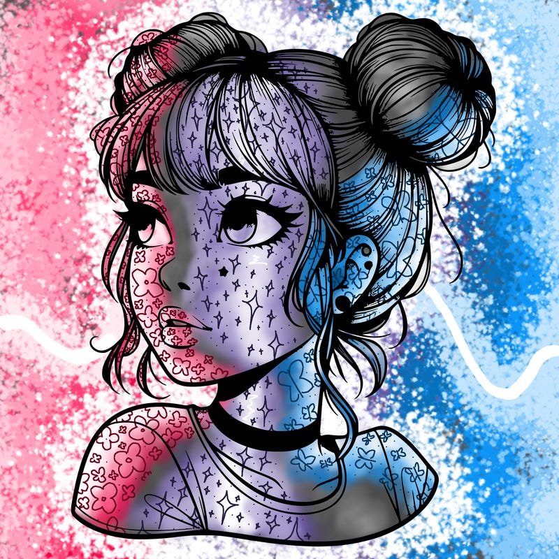 realistic girl with spacebuns