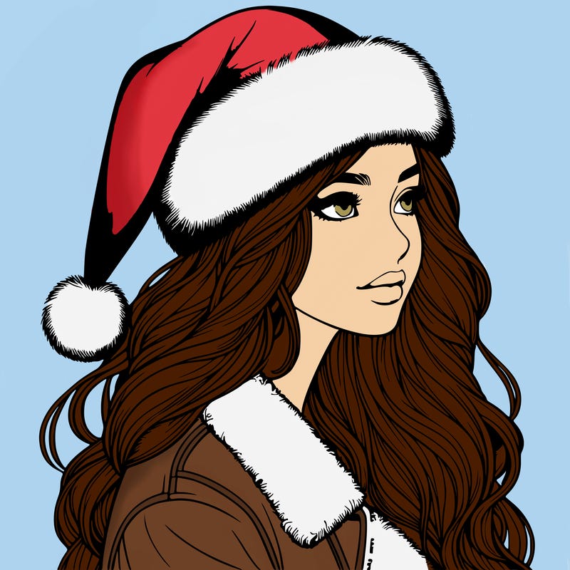 realistic girl in santa hat