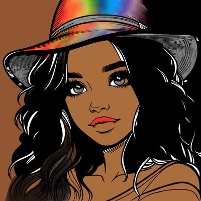 realistic girl with hat