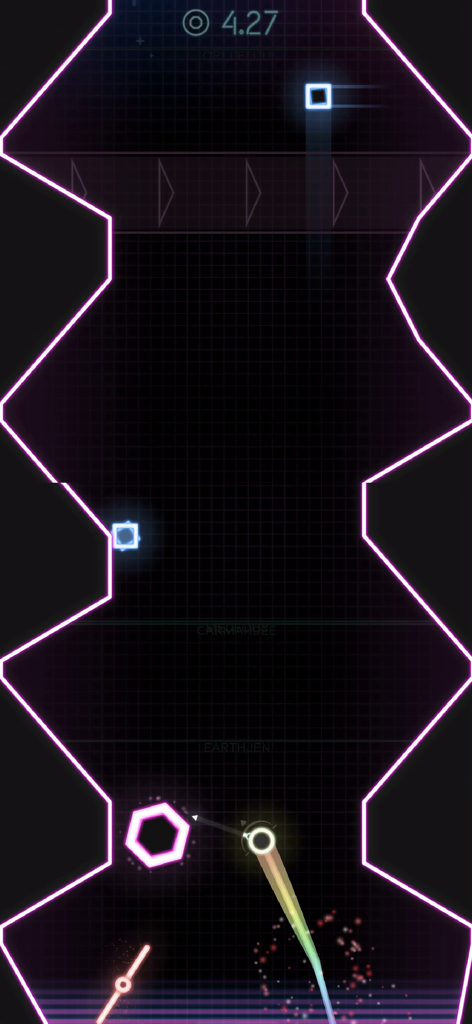 Poosh XL - Poosh XL mobile arcade game screen showing a glowing character navigating a neon obstacle course