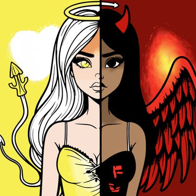 devil vs angel realistic girl