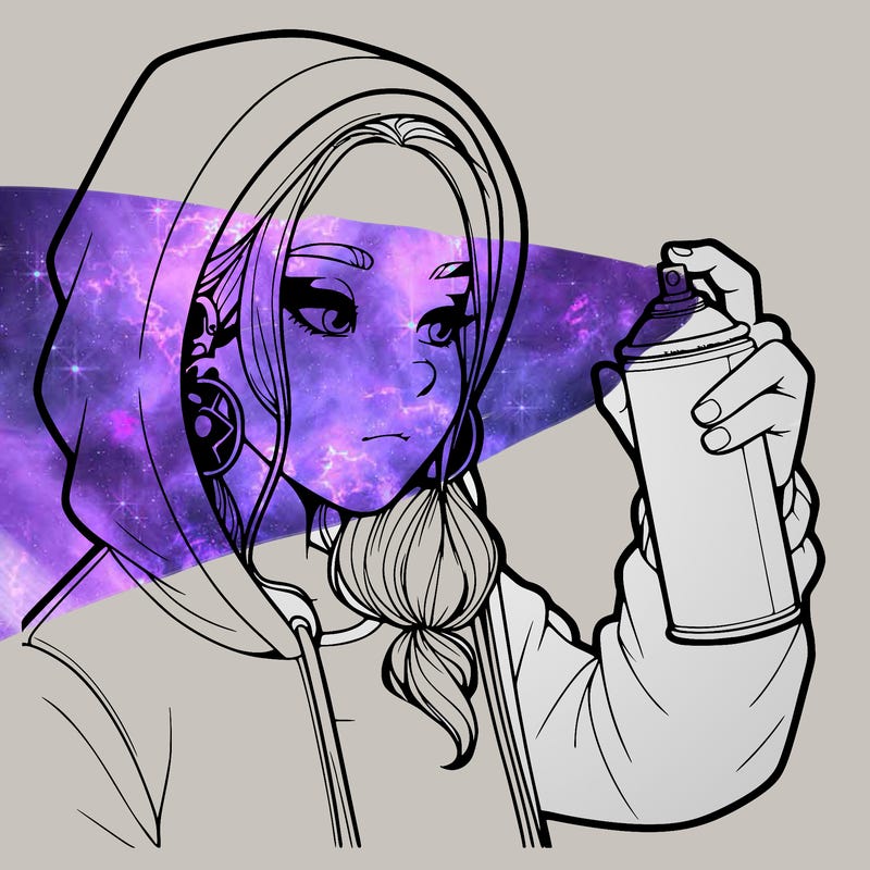 a realistic girl, spray painting