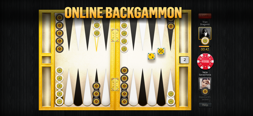 PlayGem Backgammon Live Online - Online backgammon board with checkers and dice in a multiplayer match