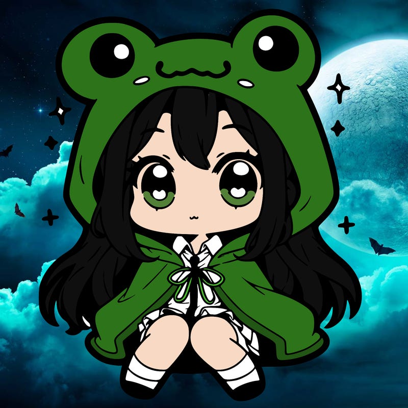chibi girl with frog hoodie