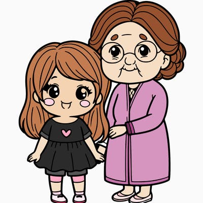 a girl with her grandmother