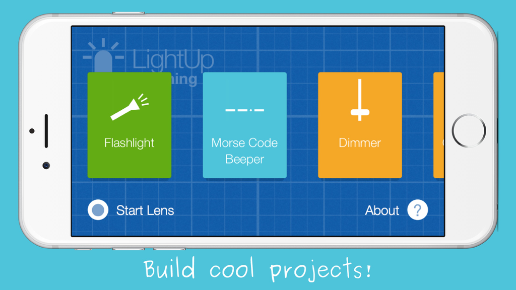 LightUp Learning - La aplicación LightUp Learning muestra opciones para construir proyectos de circuitos como una linterna y un atenuador
