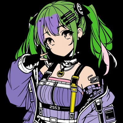 anime teen girl in cyberpunk outfit