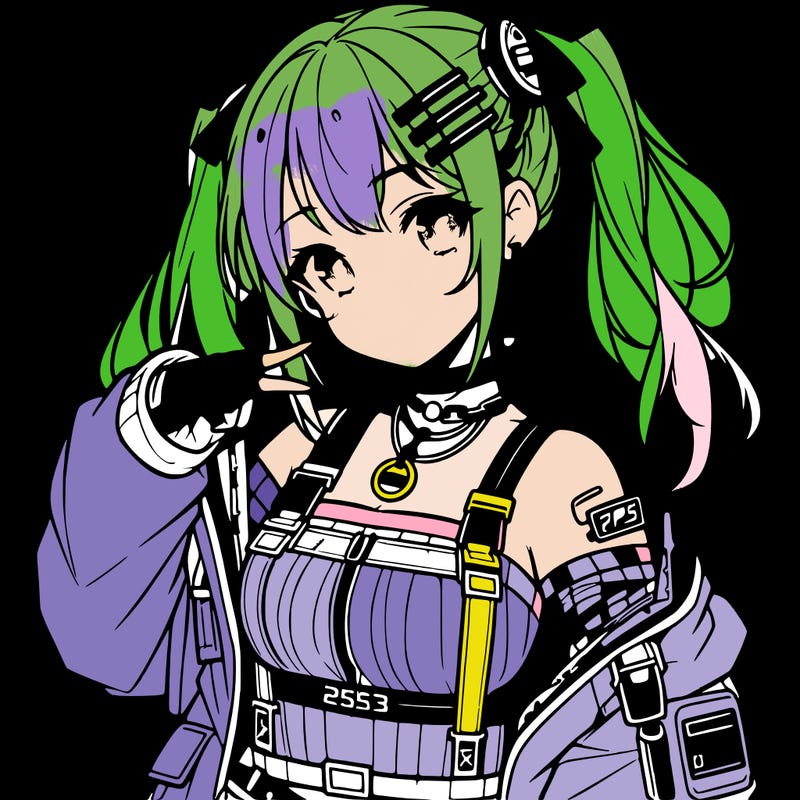 anime teen girl in cyberpunk outfit