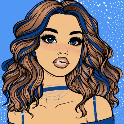 realistic girl with wavy hair and lips