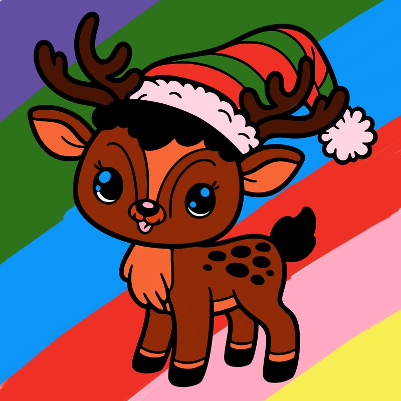 christmas reindeer with santa hat