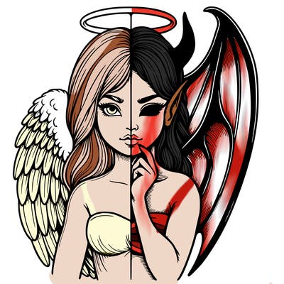 realistic angel half demon