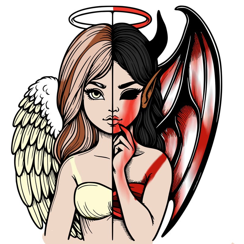 realistic angel half demon