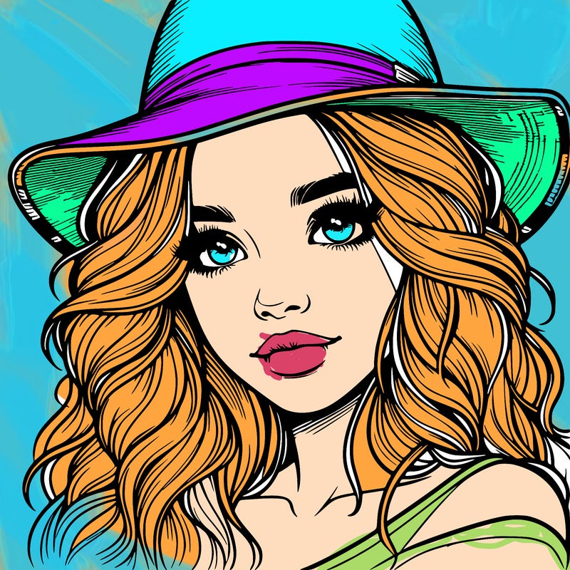 realistic girl with hat