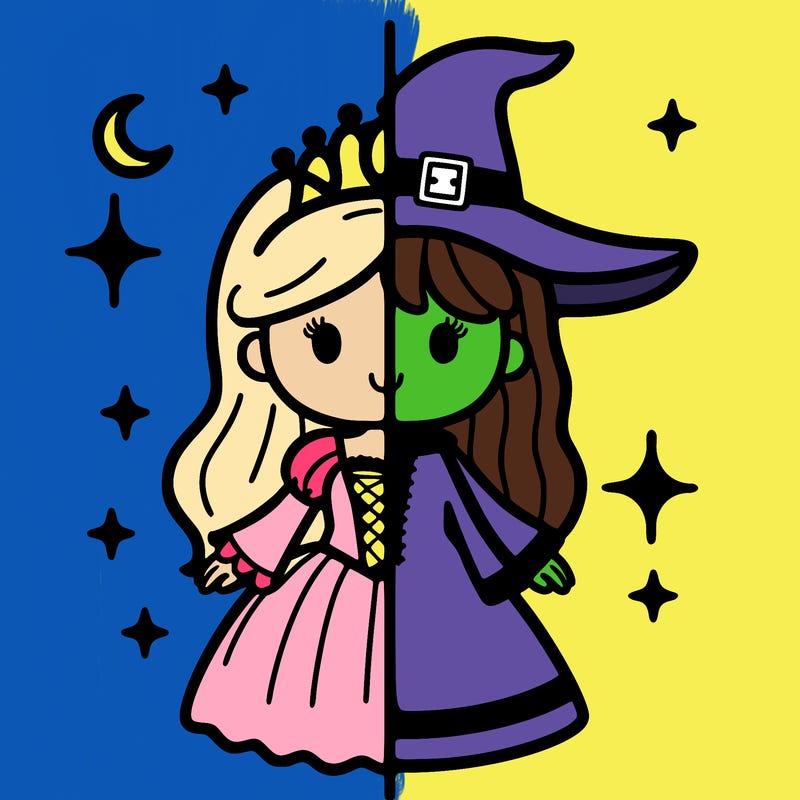split princess and witch