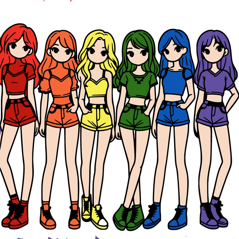 a group of girls wearing crop tops and shorts
