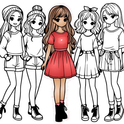 a group of five girls