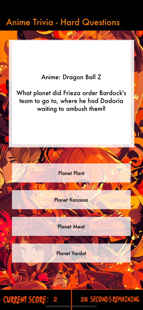 Anime Trivia Pro (Inc. Manga) - Hard mode trivia question for Dragon Ball Z in Anime Trivia Pro app