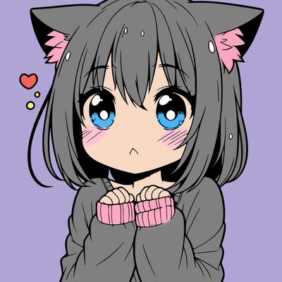 shy anime catgirl