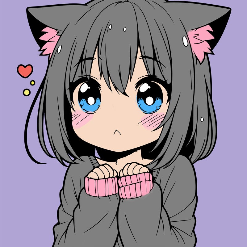 shy anime catgirl
