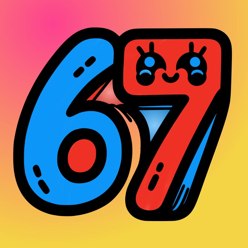the numbers 67