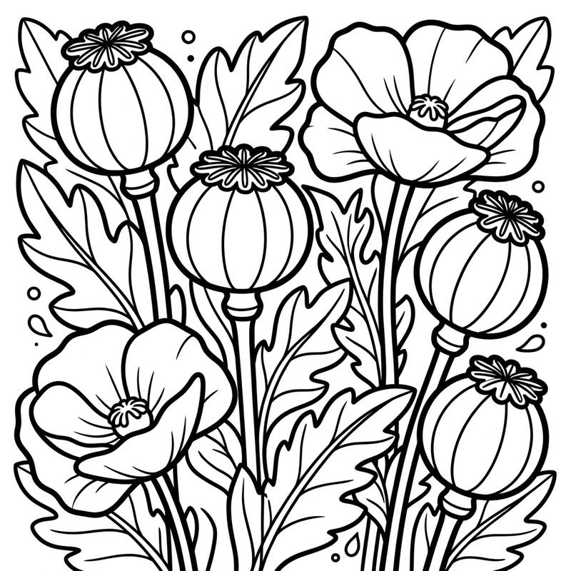 Delight your little one with this adorable opium poppies coloring page designed just for toddlers. Its ultra-thick lines and large shapes make it easy and fun for small hands to develop fine motor skills while exploring nature.