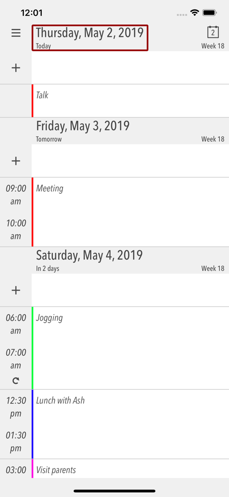 Cali - The Calendar App - Minimalist daily agenda and schedule view in Cali calendar app