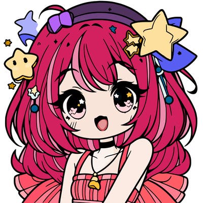 cute anime girl with star accessories