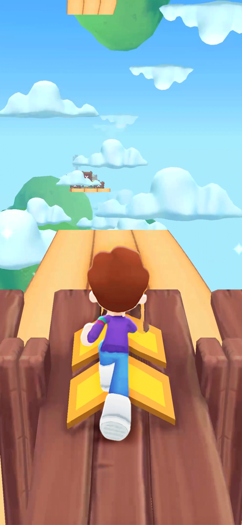 Kooply Run: Subway Craft - Kooply Run Subway Craftモバイルゲームで木製のトラックを走るキャラクター