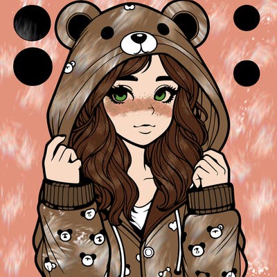 realistic girl in a animal pjs hoodie