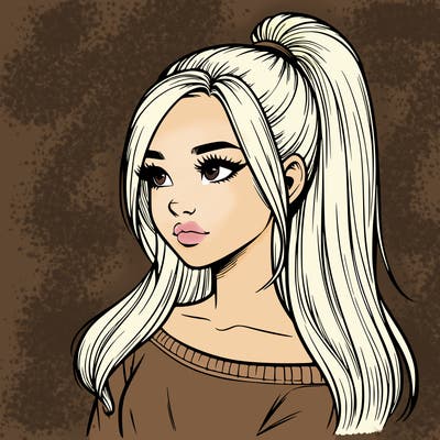 realistic girl with a high ponytail