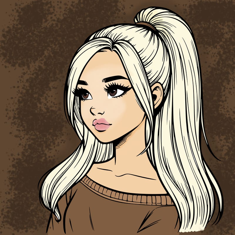 realistic girl with a high ponytail