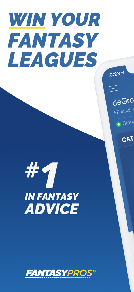 Fantasy Baseball My Playbook app screen showing number one fantasy advice and the FantasyPros logo