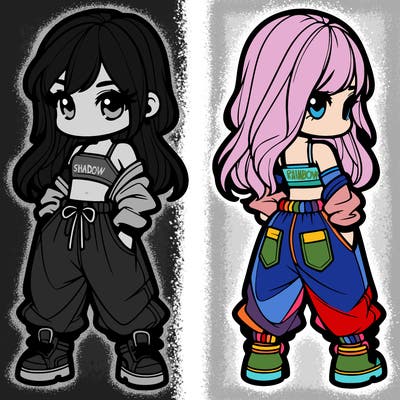 girl in crop top and baggy pants