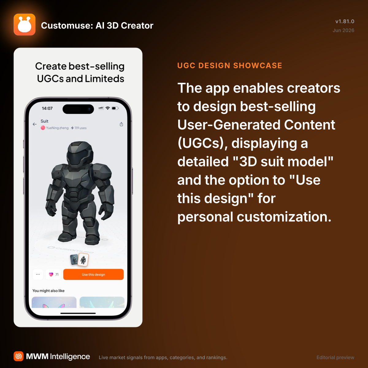 Customuse: AI 3D Creator - Graphics & Design App | MWM