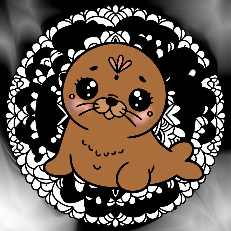 a cute baby seal mandala