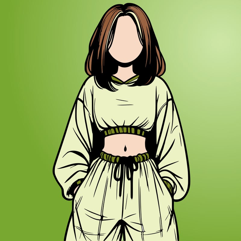 realistic girl faceless with baggy pants and a crop top