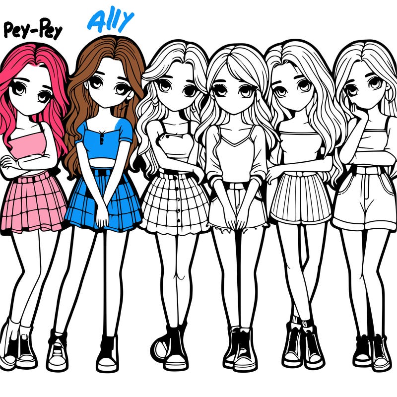 a group of girls realistic