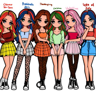 a group of girls realistic