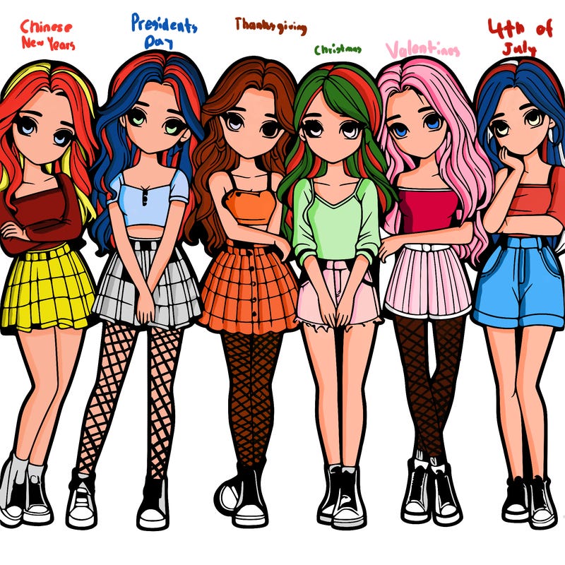 a group of girls realistic