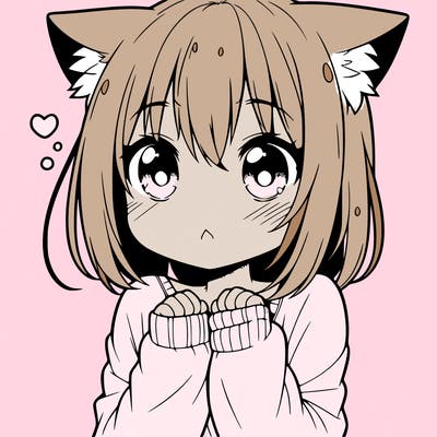 shy anime catgirl