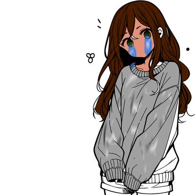 manga teen girl  in a sweater and baggy pants