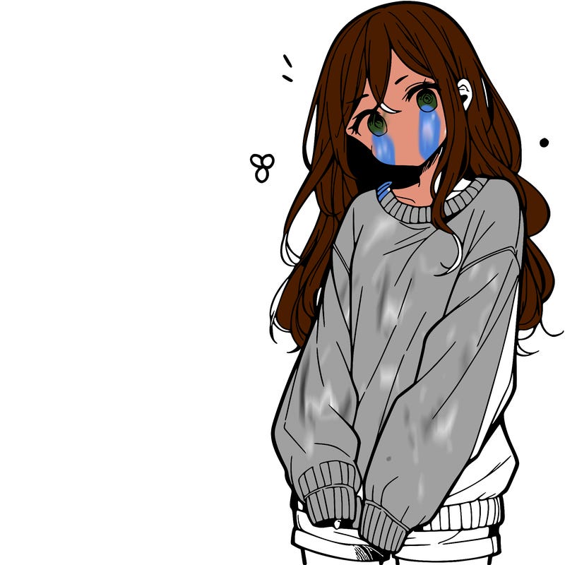 manga teen girl  in a sweater and baggy pants