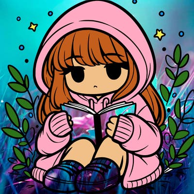 girl in oversized hoodie reading a book