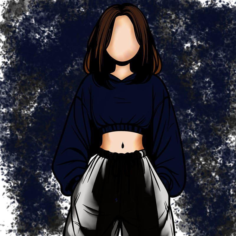 realistic girl faceless with baggy pants and a crop top