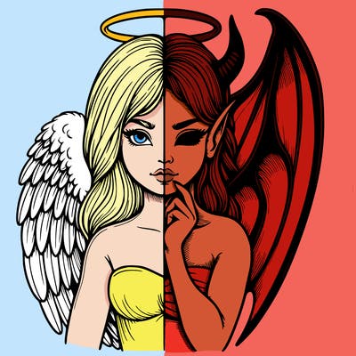 realistic angel half demon