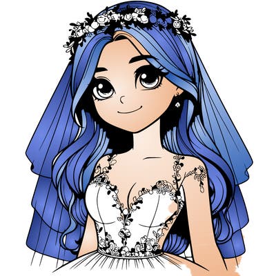 realistic girl in a wedding dress