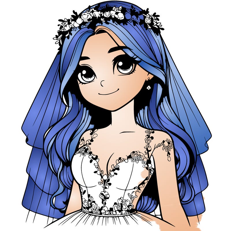 realistic girl in a wedding dress