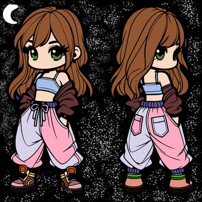 girl in crop top and baggy pants