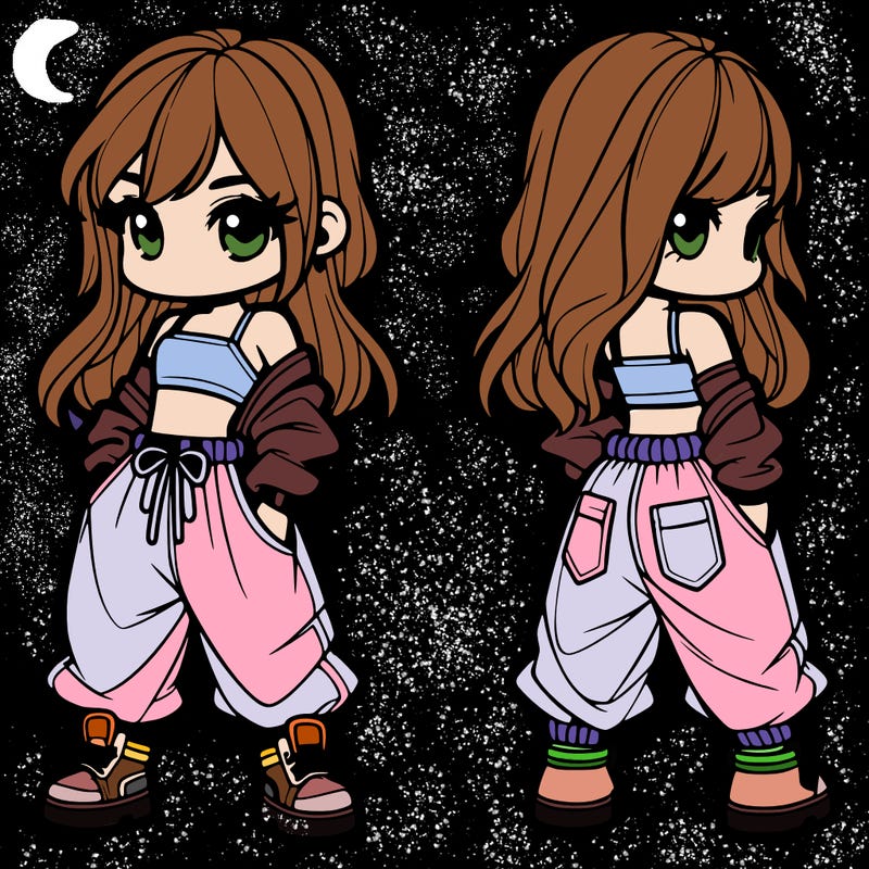 girl in crop top and baggy pants