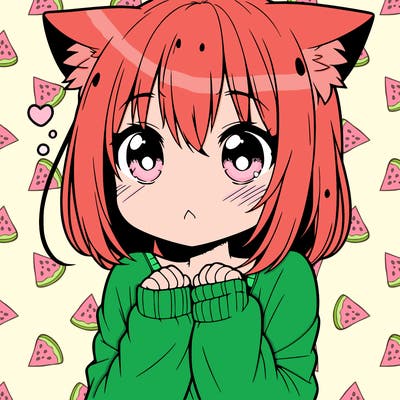 shy anime catgirl